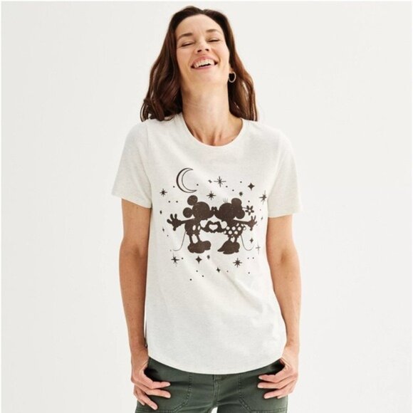 Disney Tops - Disney Mickey & Minnie Mouse Gray T-Shirt Womens M Short Sleeve Graphic Tee